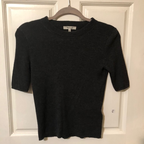 Madewell Sweaters - Madewell  Merino Wool Charcoal Half Sleeve Sweater